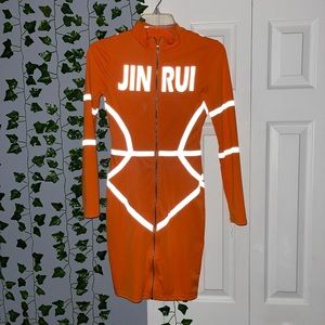 Neon Orange Reflective Mini Dress